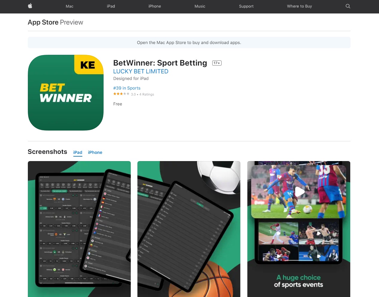 Приложение букмекера Betwinner для iPhone (iOS) в App Store